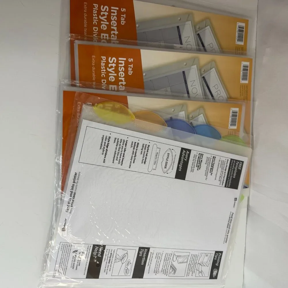 Avery 11292 5 Tab Style Edge Pocket Plastic Binder Dividers Multicolor Lot 4